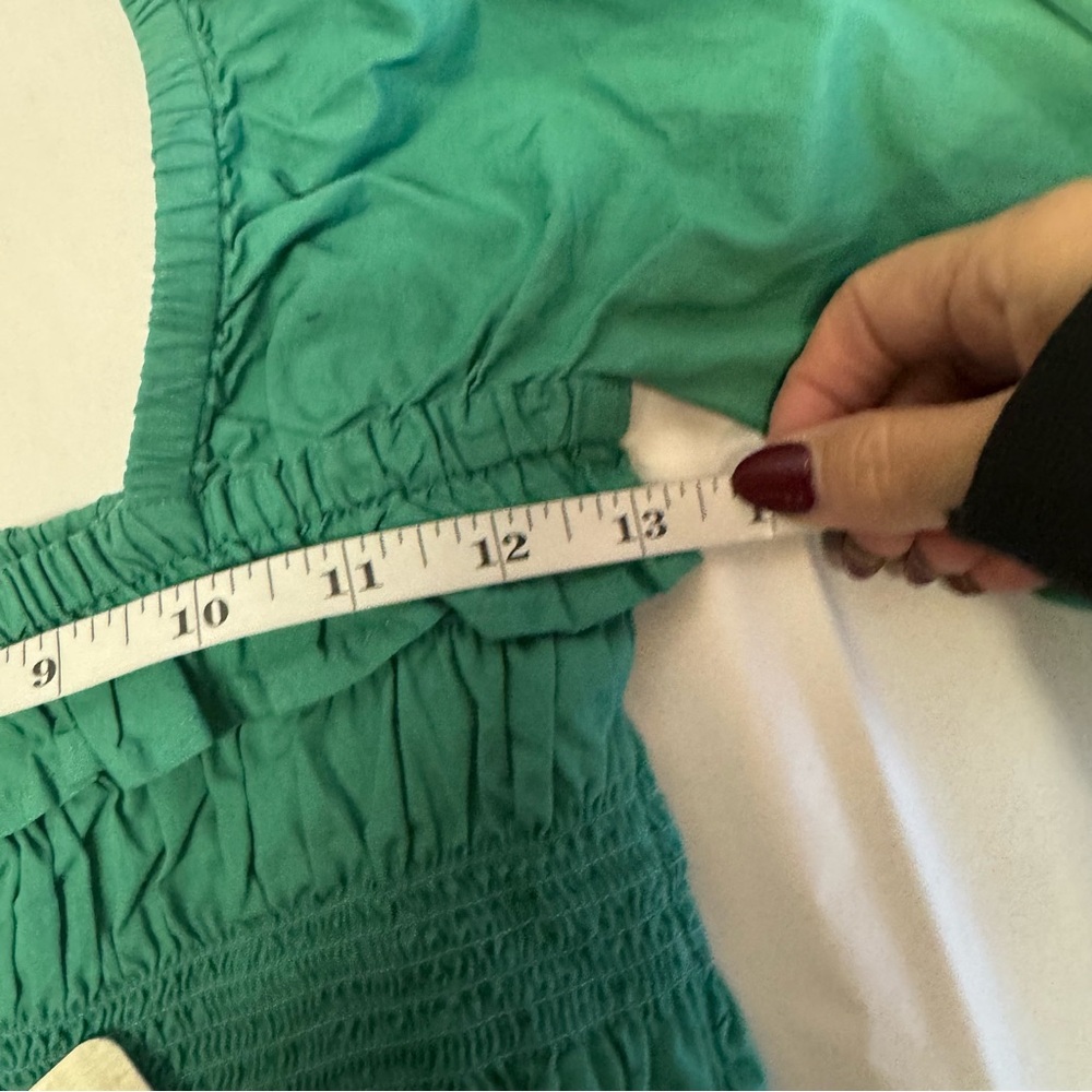 NWT Free People Green Smocked Bell Sleeve Top - Picture 7 of 8